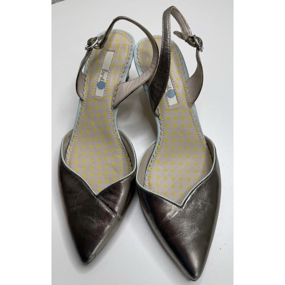 Boden Millie Slingback in Metallic Pewter Size 38.5 Kitten Heel - Picture 2 of 14